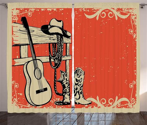 Amazon Ambesonne Western Curtains Image Of Wild West Elements