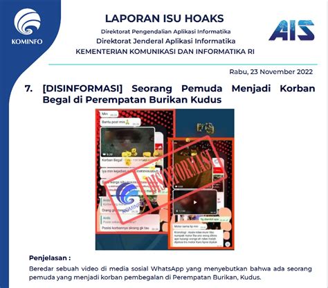 Isu Hoaks Disinformasi November Ppid Diskominfo Jateng