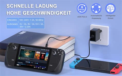 Ladekabel für Nintendo Switch 45W Netzteil für Switch Steam Deck 15V