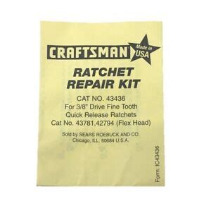 NEW Craftsman 3/8" Ratchet Repair Kit 43436 for Fine Tooth Quick ...