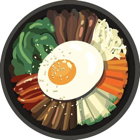 Premium Vector Bibimbap Korean Mixed Rice With Meat And Assorted