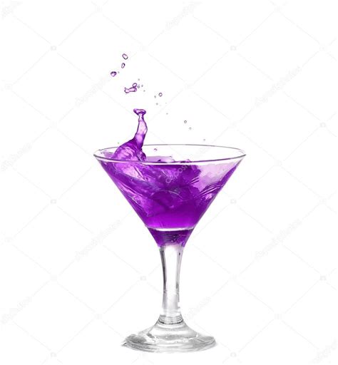 Purple Cocktail With Splash Isolated On White Background Stock Photo