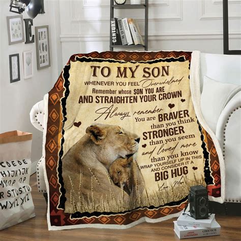 To My Son Lion Fleece Blanket Big Hug From Mom Lovehome