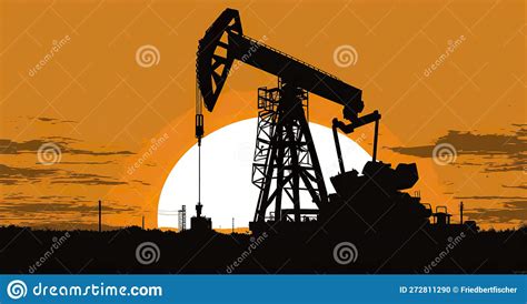 Pumpjack On Sunset Oil Industry Heavy Machinery AI Generative