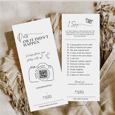 Pics Or Didn T Happen I Spy Wedding Game Template Photo Hunt Card