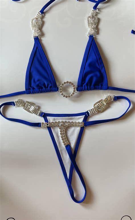 Sexy Micro Thong Swimwear Royal Blue Bikini Set Women Swimwear