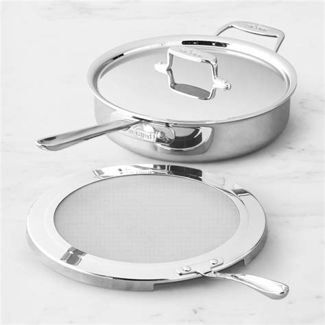 All Clad D5 Stainless Steel 4 Qt Deep Sauté Pan With Splatter Screen Williams Sonoma