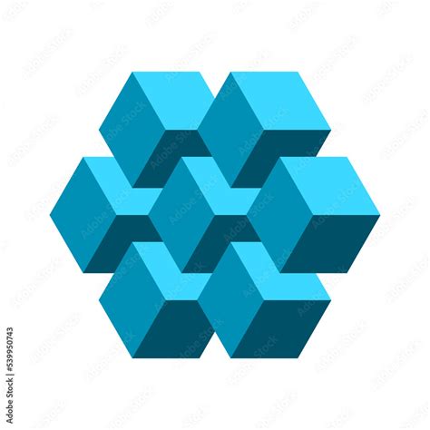 Vecteur Stock Diamond Shaped Object Made Of Cubes 3D Hexagon Geometric