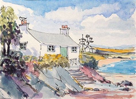 Original Watercolour Painting Aceo Fisherman S Cottage By Annabel