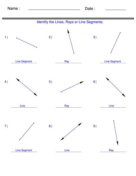 Identify Lines Rays And Line Segments Coordinate Worksheets Made By Teachers