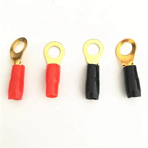 Pcs Lot Black Red Tube Insulated Golden Plated Ga Ring Connector