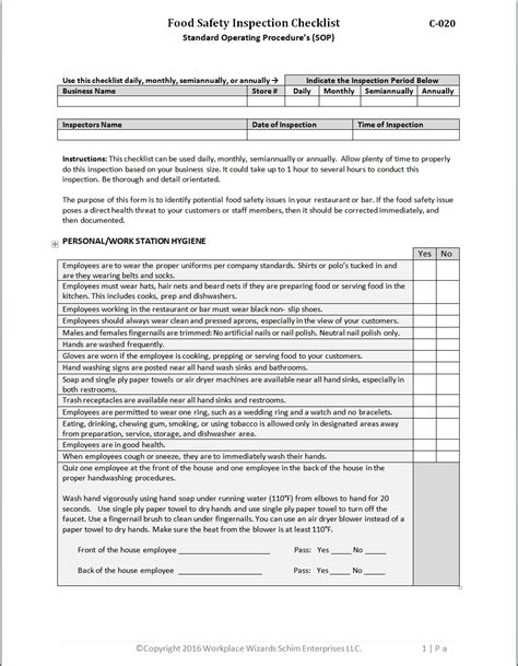 Food Safety Inspection Checklist Workplacewizards Restaurant Consulting Hot Sex Picture