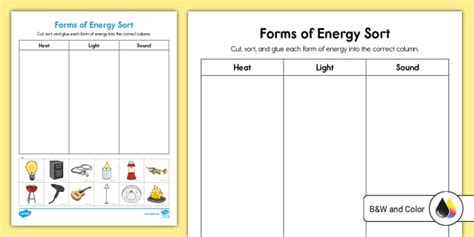 Forms Of Energy Sort Heat Light Sound Activity For K Nd