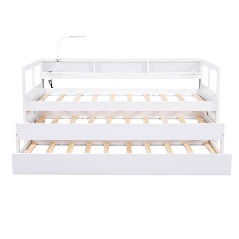 Twin Xl Wood Daybed W 2 Trundles Solid Wood Daybed Frame W 3 Storage Cubbies 1 Light For Free