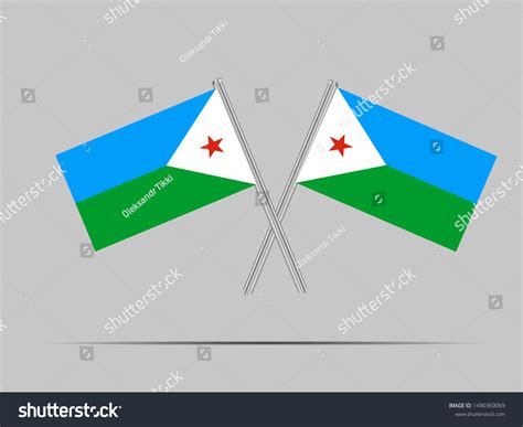 Two Metall Flagpole National Flag Republic Stock Vector Royalty Free