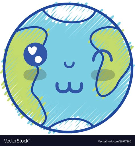 Kawaii Cute Happy Earth Planet Royalty Free Vector Image