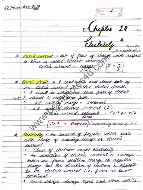 Electricity Handwritten Notes Pdf