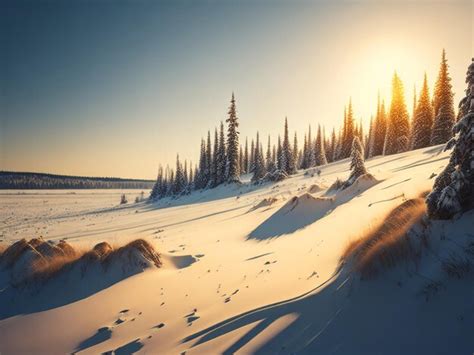 Premium Photo | Beautiful snowy winter landscape panorama with forest ...