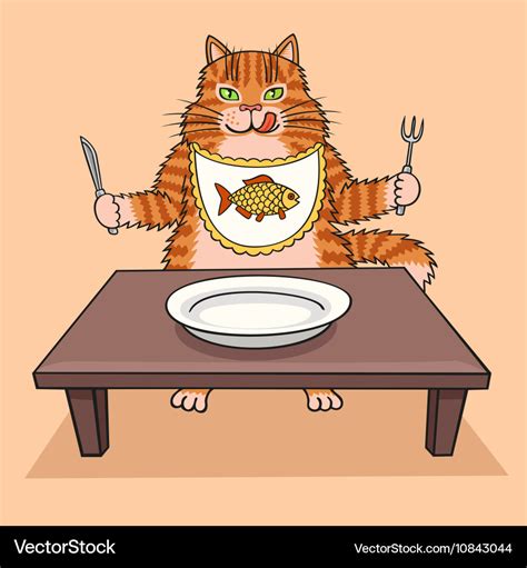 Hungry Cat Wants To Eat Royalty Free Vector Image