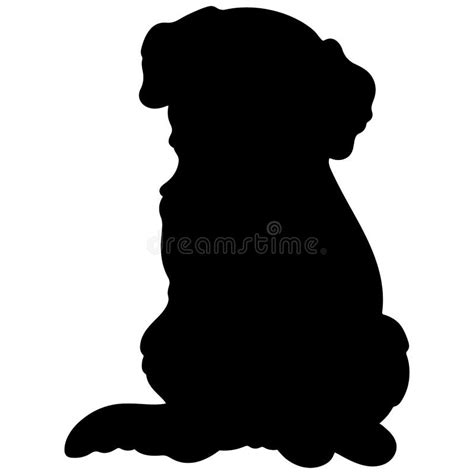 Simple And Adorable Mountain Dog Silhouette Sitting In Front View Stock