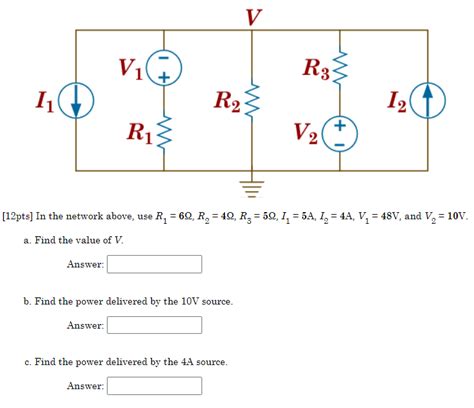 Solved V₁ V R3 I₁ R₂ 12 R₁ V₂ 12pts In The Network