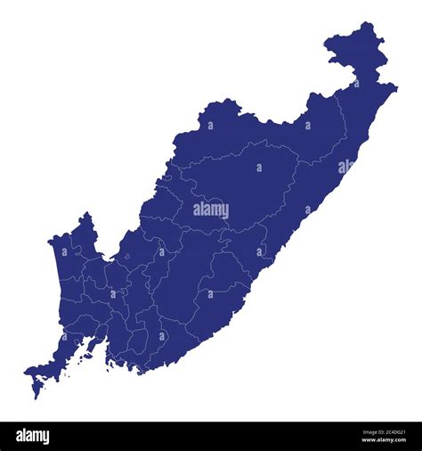 high quality map  primorsky krai   region  russia  borders   districts stock