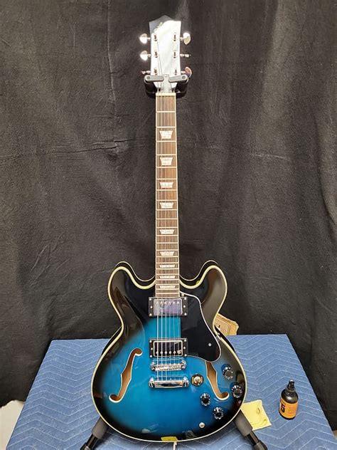 Firefly Jsn Ff338 Semi Hollow Electric Guitar Blue Burst Reverb