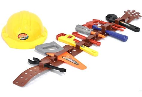 Kit De Ferramenta De Brinquedo Engenheiro Cinto E Capacete Cute