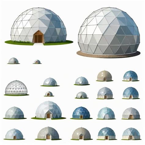 Premium Vector Geodesic Dome Vector Set White Background Isolated A High