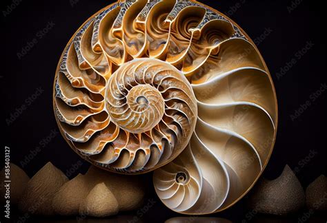 A spiral nautilus shell inspired by the famous painting of the nautilus ...