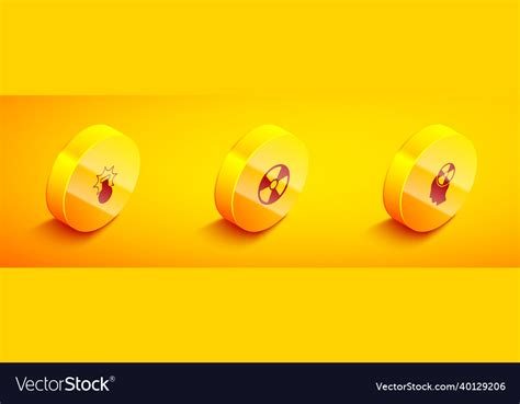 Set Isometric Chemical Explosion Radioactive Vector Image