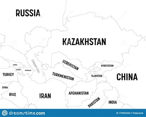 Zentralasien Karte Hohe Tief Greifende Politische Landkarte Der Region