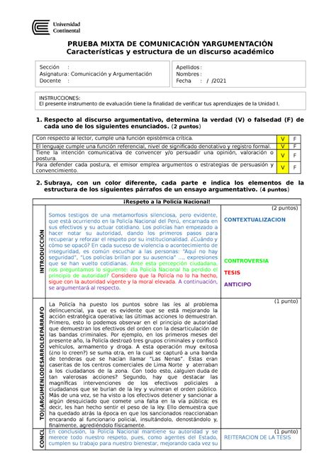 Evaluaci N Del Consolidado Prueba Mixta De Comunicaci N