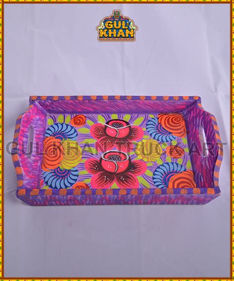 Tray Wooden Hand Painted Design 0017 Gul Khan