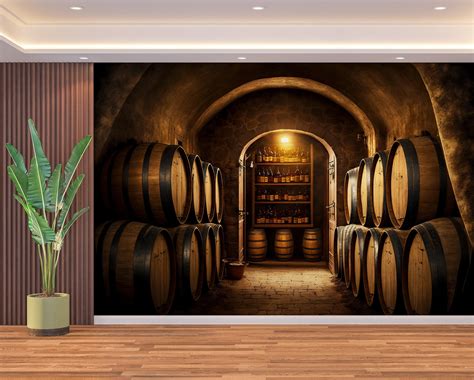Winemaking Cellar & Wallpaper Wine Barrel Wall Art Mural Wine Cellar