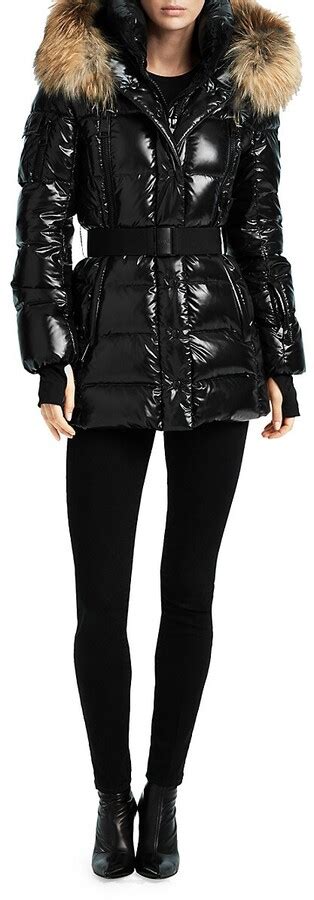 SAM Millennium Fox Fur Trim Belted Down Puffer ShopStyle