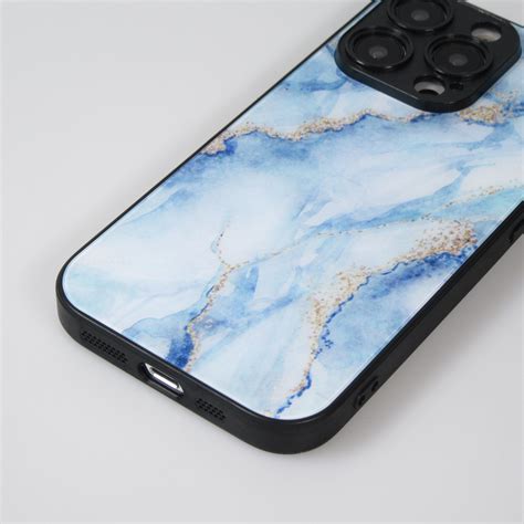 Iphone Pro Max Case H Lle Glass Marmor Mit Silikonrand Hellblau