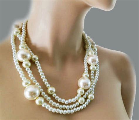 Chunky Pearl Necklace Large Pearl Statement Wedding Jewelry Etsy