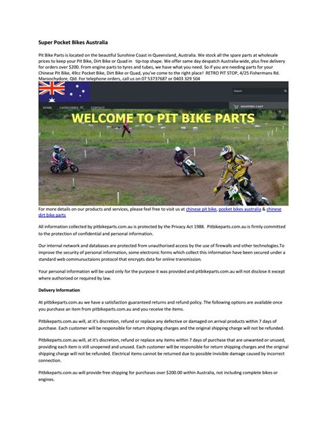 Super pocket bikes australia by pitbikeparts - Issuu