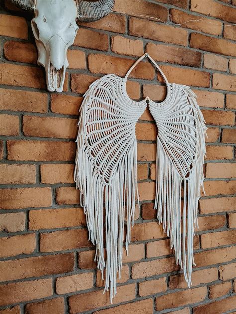 Gro E Makramee Engelsfl Gel Xl Wandbehang Etsy De