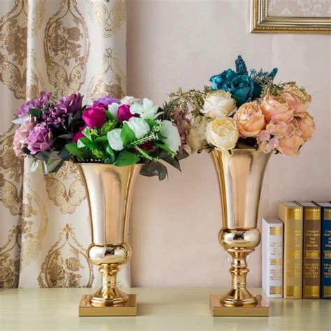 Gold Trumpet Vase Metal Flower Vase Centerpieces Wedding Decorations ...