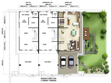 Floor Plan Storey Terrace Casuarina Ground Floor Penang Property Talk