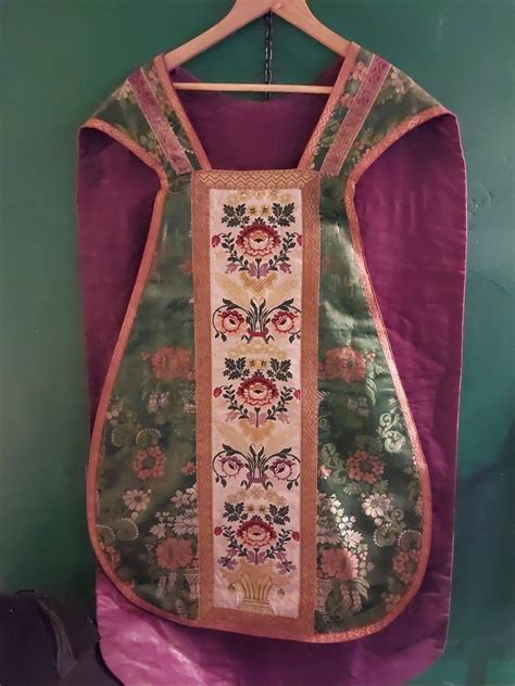 Proantic Chasuble En Soie Damassé époque XIXe