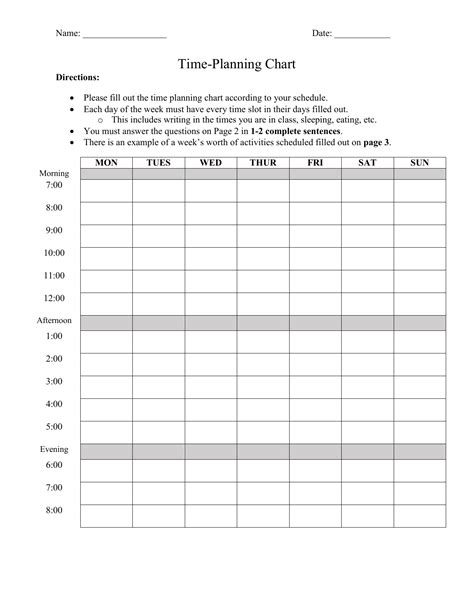 Printable Time Management Worksheet