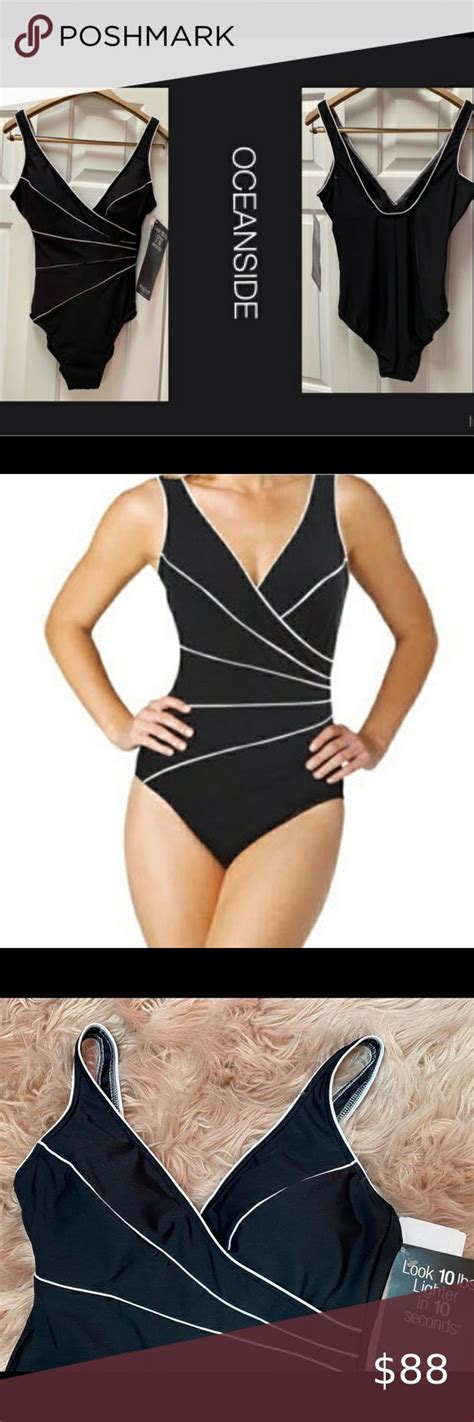 Miraclesuit Black White One Piece Horizon Swim Black And White One