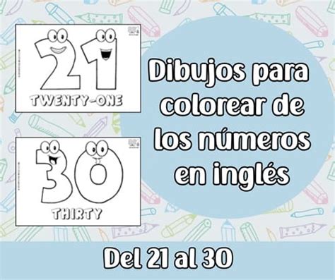 Dibujos de números con caras en inglés del 21 al 30 Apuntes de inglés