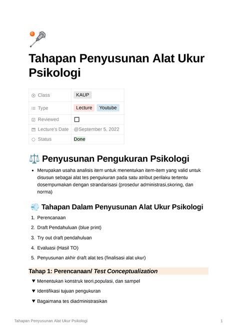 Tahapan Penyusunan Alat Ukur Psikologi Studocu