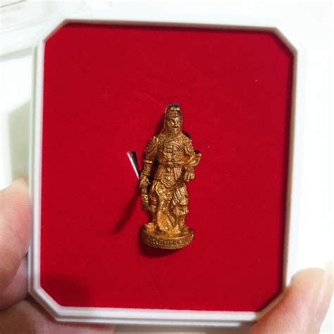 Brand New Gold Colour Dragon King Guan Gong Loop Lor Thai Amulet In Box