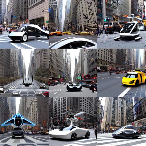 Krea Photo Of A Flying Car That Hovers Above The Pavement In The Th