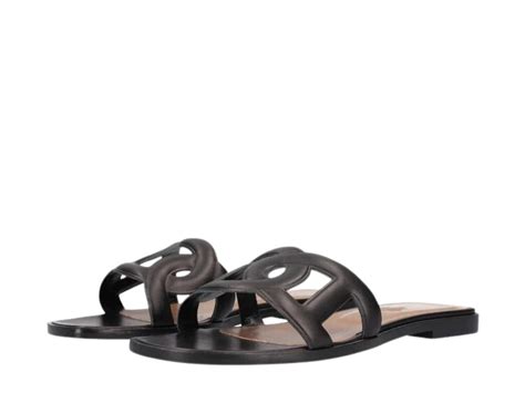 Herm S Aloha Sandal In Rubber With Chaine D Ancre Noir Naturel